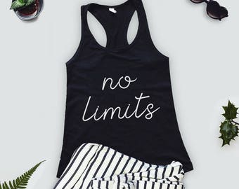 Women's Fitness Tank Top. Workout Tank. Fun Gym Tank Top. Racerback burnout. No Limits Tank Top. Fitness. Burnout lightweight printed tank