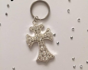 Rhinestone/Diamond Cross Keychain