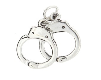 Sterling Silver Handcuffs Charm (3d Charm)