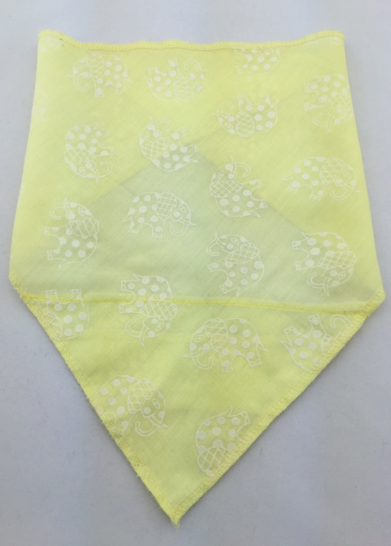 Pale Yellow Cotton Bandana w/ Boho Elephant print & Secret Pocket