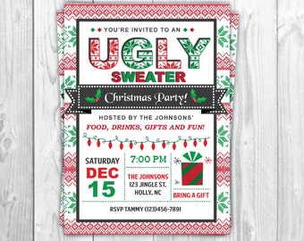 Ugly Sweater Christmas Party Invitations | Christmas Party Invitation