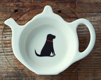 Black Labrador Teabag Dish