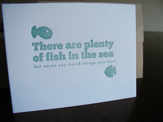 Items similar to letterpress funny plenty of fish in the sea greeting ...