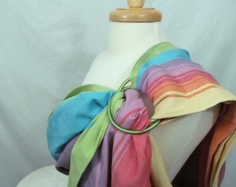 Ring Sling Baby Carrier Wrap Conversion - WCRS - Twill Weave Sandy Agate - DVD included- Reg or XL - baby shower gift, rainbow sling