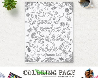 Coloring Page Printable Bible Verse Quote James 117 Every Good And Perfect Gift Instant Download Digital Pages For Adult