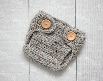 Newborn diaper cover, baby diaper cover, newborn photo prop - MARBLE GREY