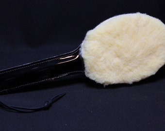 Genuine Black Patent Leather and Faux Fur Fleece Spanking Paddle Naughty or Nice BDSM Slave Dominant Sensual Bad Boy Bad Girl