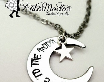 Fly Me To The Moon Necklace, Moon Jewelry, Moon and Star Necklace, Luna y Estrella, Cute Moon Necklace, Moon Necklace, Stamped Necklace