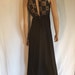 Vintage Black Halter Dress - 1970's Lace Empire Waist Maxi Dress - Stevie Nicks Lace Dress - Long Black Gothic Gown - Evening Prom Dress