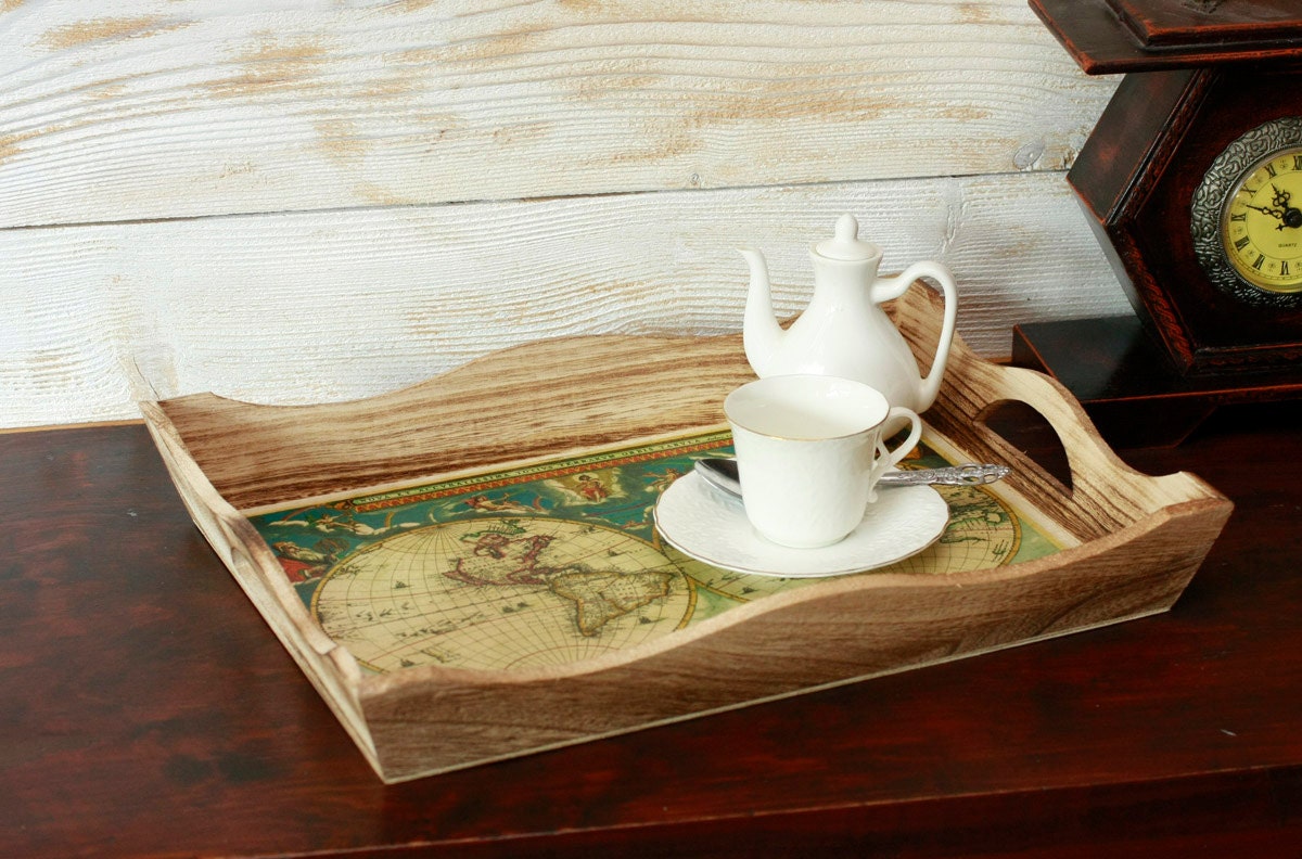 Serving Tray Antique map Serving Tray 15 x 11 x