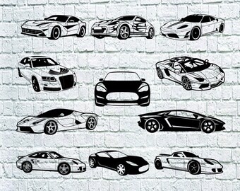 11 Luxury Sport Car SVG Bundle,Super Car Clipart,Racing Car Cut Files For Silhouette,Files for Cricut,Sport Car Vector,Svg,Dxf,Png,Eps,Decal