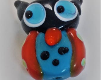 Hoot the Spotted Owl - Lampwork Bead