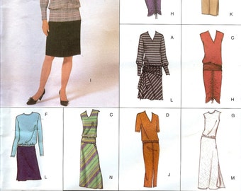 Vogue UNCUT Easy Options Pattern 2593 Misses Easy Top & Skirt 12-16