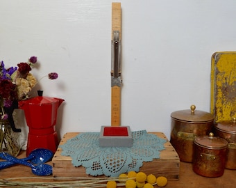 Vintage Sewing Dress Hemmer Hem Measurer Wood Ruler Metal