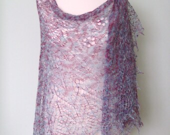 Handmade knitted lace shawl with nupps and beads
