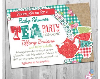 Tea Baby Shower Invitation Printable High Tea Shower Invite