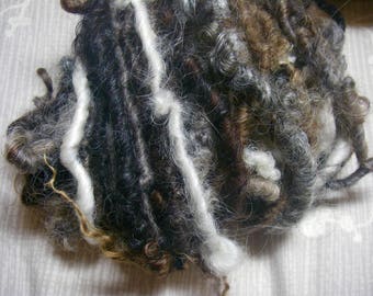 Handspun Bulky Wool Llama and Mohair Yarn in Natural Colors of Brown White Gray by KnoxFarmFiber for Embellishment Knit Weave