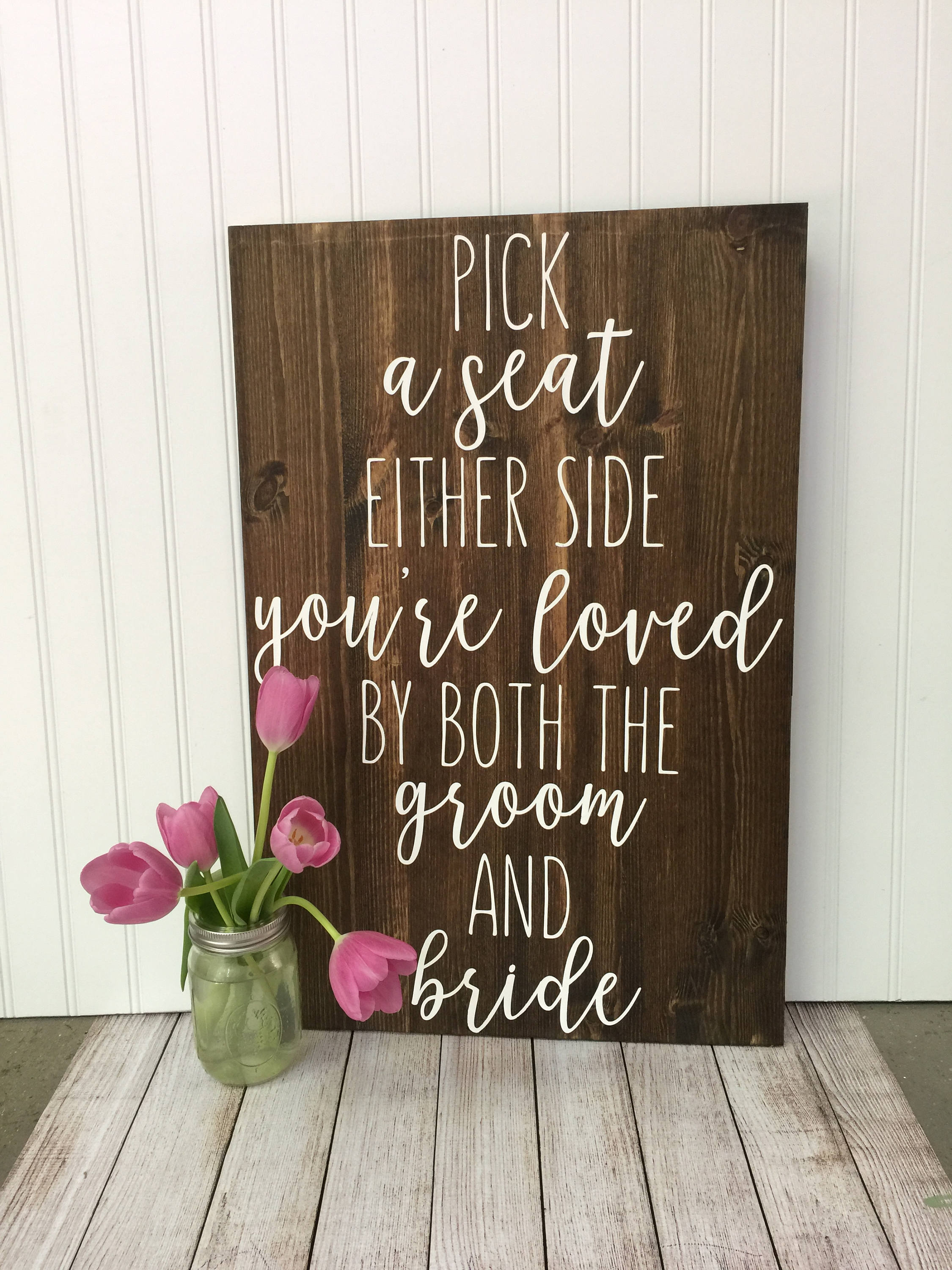  rustic wedding seating sign today two families pick a seat