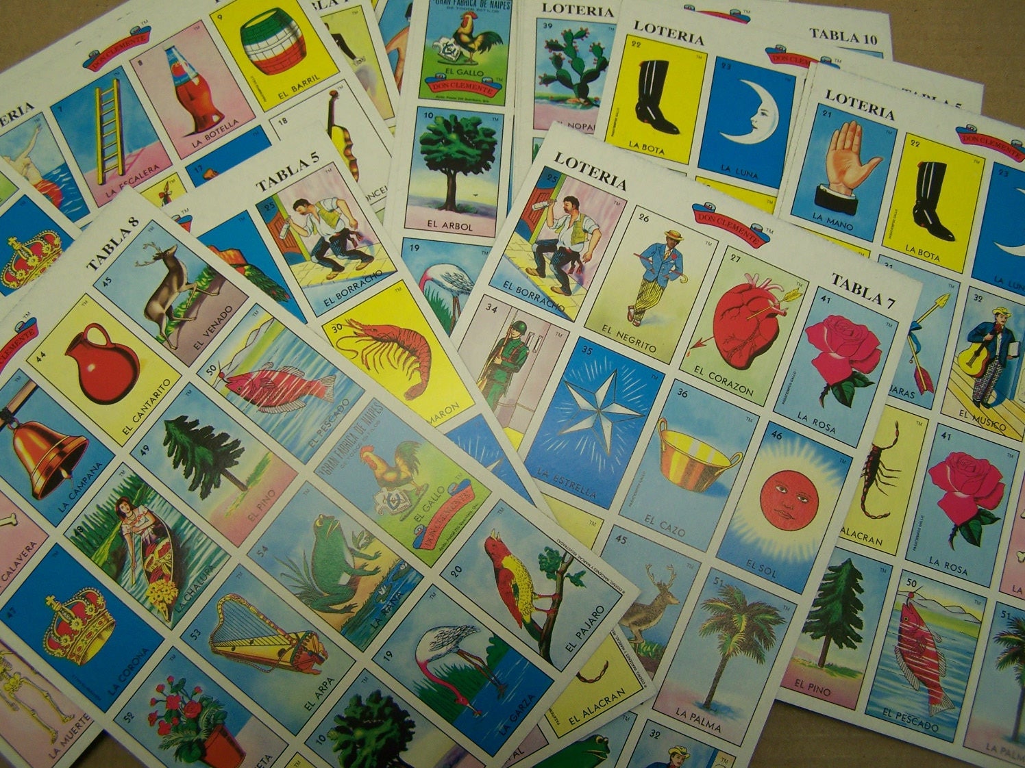 60 RANDOM Traditional Loteria Game Boards NO DECK Mexico