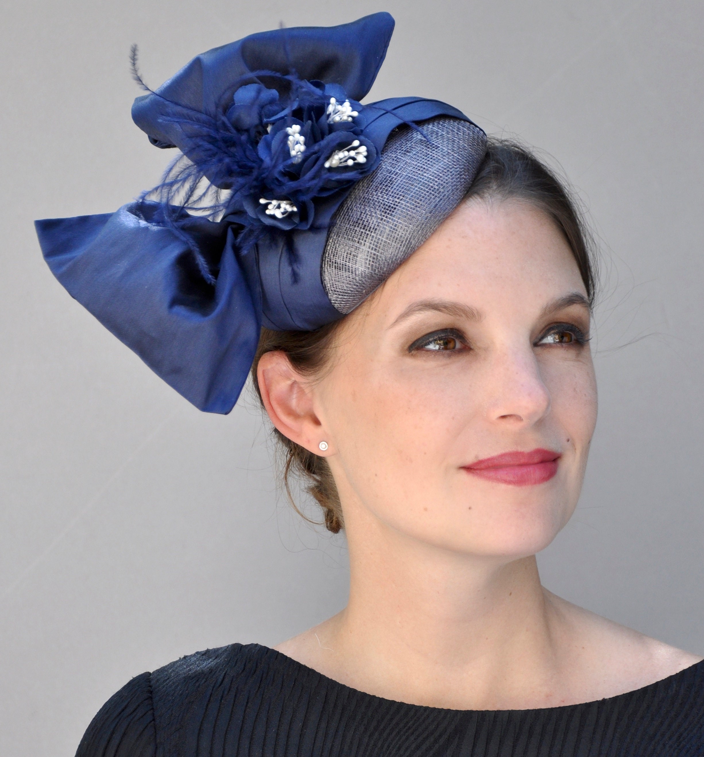 Wedding Fascinator Hat, Navy Fascinator, Derby Fascinator Hat, Derby ...