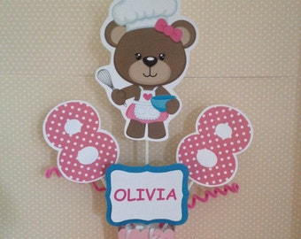 Baker Bear, Cooking, Baking Party Centerpiece Decoration