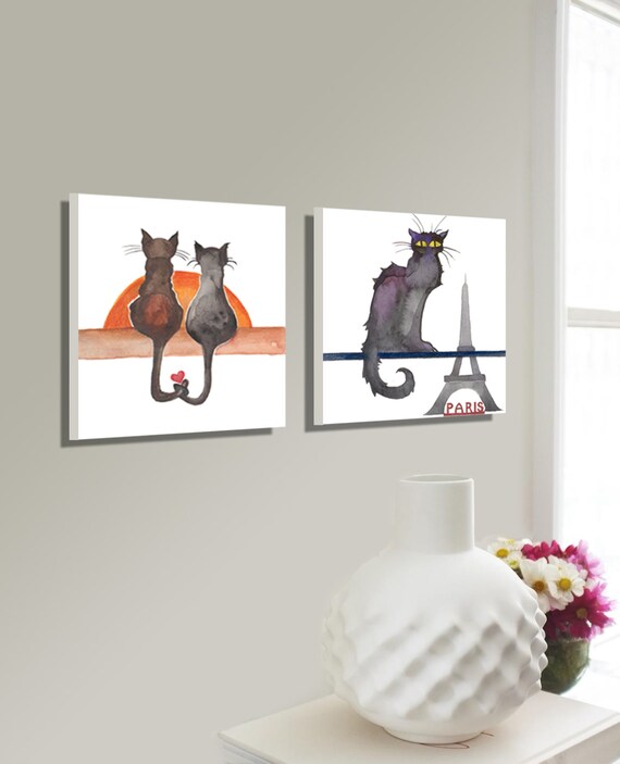 Cat-Le Tour Eiffel-Couples gift-couples cats-cats wall art-two