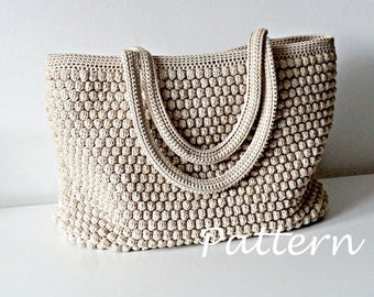 CROCHET PATTERN Crochet Bag Pattern Tote Pattern crochet purse woman bag, shopping bag, summer bag beach bag, handbag, crochet shoulder bag