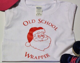 Old School Wrapper - Funny Christmas Shirt - Santa Claus - Kids Unisex Bodysuit/ Shirt - Santa - holiday - Christmas- Wrapper-Christmas Gift