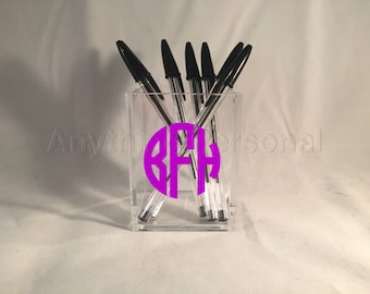 Monogrammed Gift, Acrylic Pencil Holder, Monogrammed Pencil Holder, Personalized Gift, Makeup Brush Holder, Monogrammed Holder, Acrylic