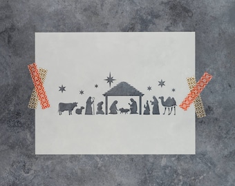Nativity Stencil - Reusable DIY Craft Christmas Stencils of a Nativity Scene