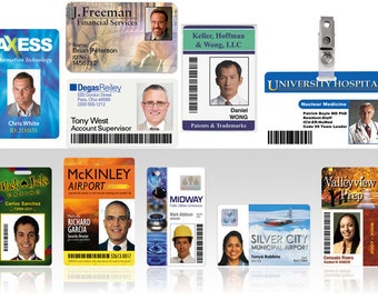 Commercial Custom Plastic Employee Photo ID Badges - Dye Sublimation - Customized PVC Name Tags - Gift Cards - Promo Cards - Cosplay Badges