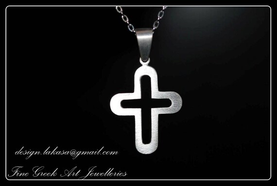Cross Sterling Silver Handmade Jewelry Fine Greek Art Baby boy girl Shower Day Mother Religious Baptism Christian Gift Men Collection Unisex