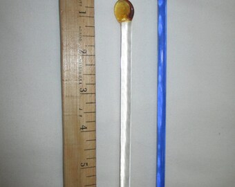 Vintage two glass stir sticks "Swizzle Sticks" for drinks.