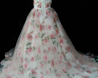 Beautiful blush pink floral wedding dress Made to order