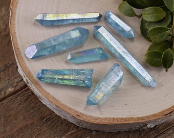 10g Small AQUA AURA QUARTZ Crystal Points - Aqua Aura Point, Angel Aura Quartz Point, Aqua Aura Crystal Jewelry, Aura Quartz Cluster E0387
