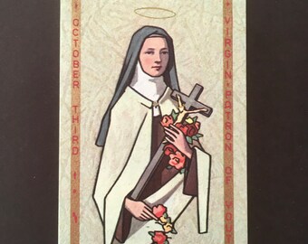 Holy Card - Prayer Card - St Theresa of the Child Jesus - Vintage Holy Card - Patron of Youth - October Feast Day - St Theresa - Saints