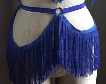 Fringe Burlesque Costume Shimmy Belt with Circle Detail Made to Order