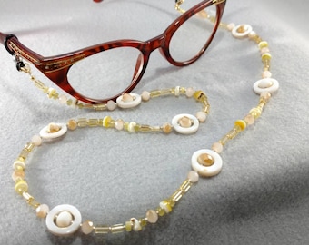 Glass and Shell Gold Color Eyeglasses/Reading Glasses Chain