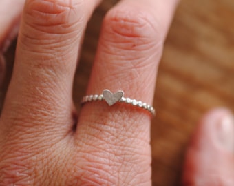 Tiny Heart Stacker Ring | Sterling Silver
