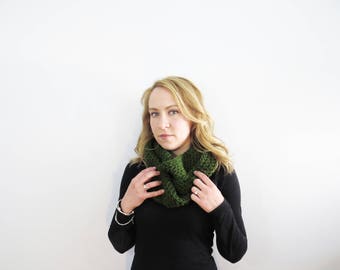 Crochet Infinity Scarf. Eternity Scarf. Green Scarf. Circle Scarf. Knit Infinity Scarf. Olive Crochet Scarf. Womens Winter Accessories.