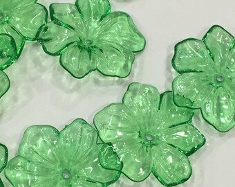 Green Lucite Flower Beads-Lucite Flower Beads-Green Beads-Flower Beads-Lucite Beads-Beads