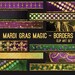 Borders Clip Art Mardi Gras Magic Art Borders Paint Watercolor Glitter 32 Image JPG File 12in Commercial Use Graphics Digital Clipart