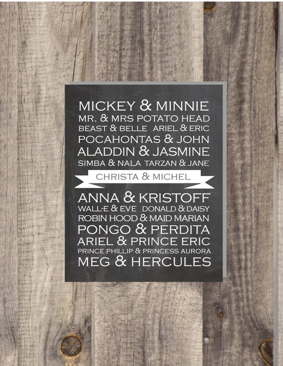 PRINTABLE Disney Famous Couples Wedding print wedding