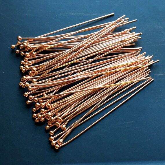 Copper Head Pins 21 gauge Ball Pins 2" Headpins Package of 30 Pieces