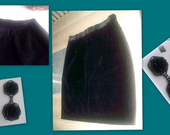 VINTAGE James * 80 black velvet skirt