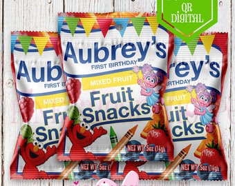 Sesame Street Fruit Snacks Favors - Fruit Snacks - Sesame Street Birthday Party - Sesame Street - Elmo Sesame Street- Candy Favors - Printed
