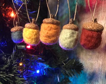 Wool Felted Acorn Ornaments 25 pack