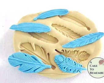 Feather mold for cake pops and crafts. 1.5" to 2" for cupcakes. Silicone mold for polymer clay or resin jewelry. Craft supply molds M1017