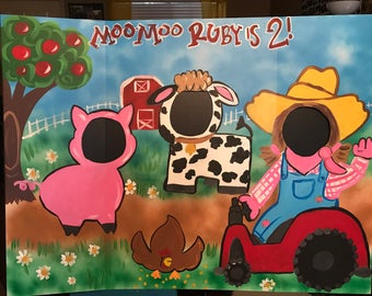 Farm Party- Farm Birthday- Farmer Party- cowboy Party- Barn Photo Prop- Farm Animal- Face in The Hole- Birthday Decor- Barnyard Party-
