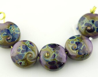 purple lampwork beads glass beads organic beads sra Lara Lutrick